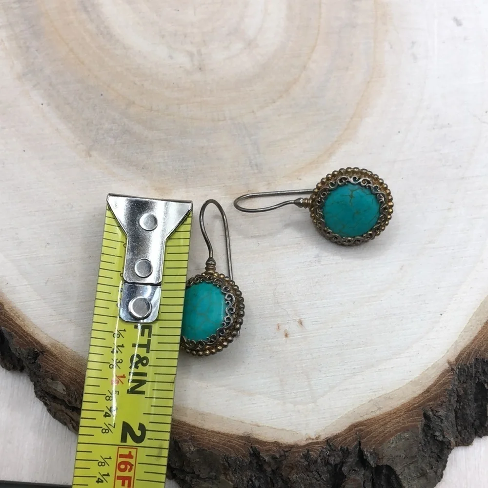 Vintage artisan turquoise  statement style earrings boho southwestern.